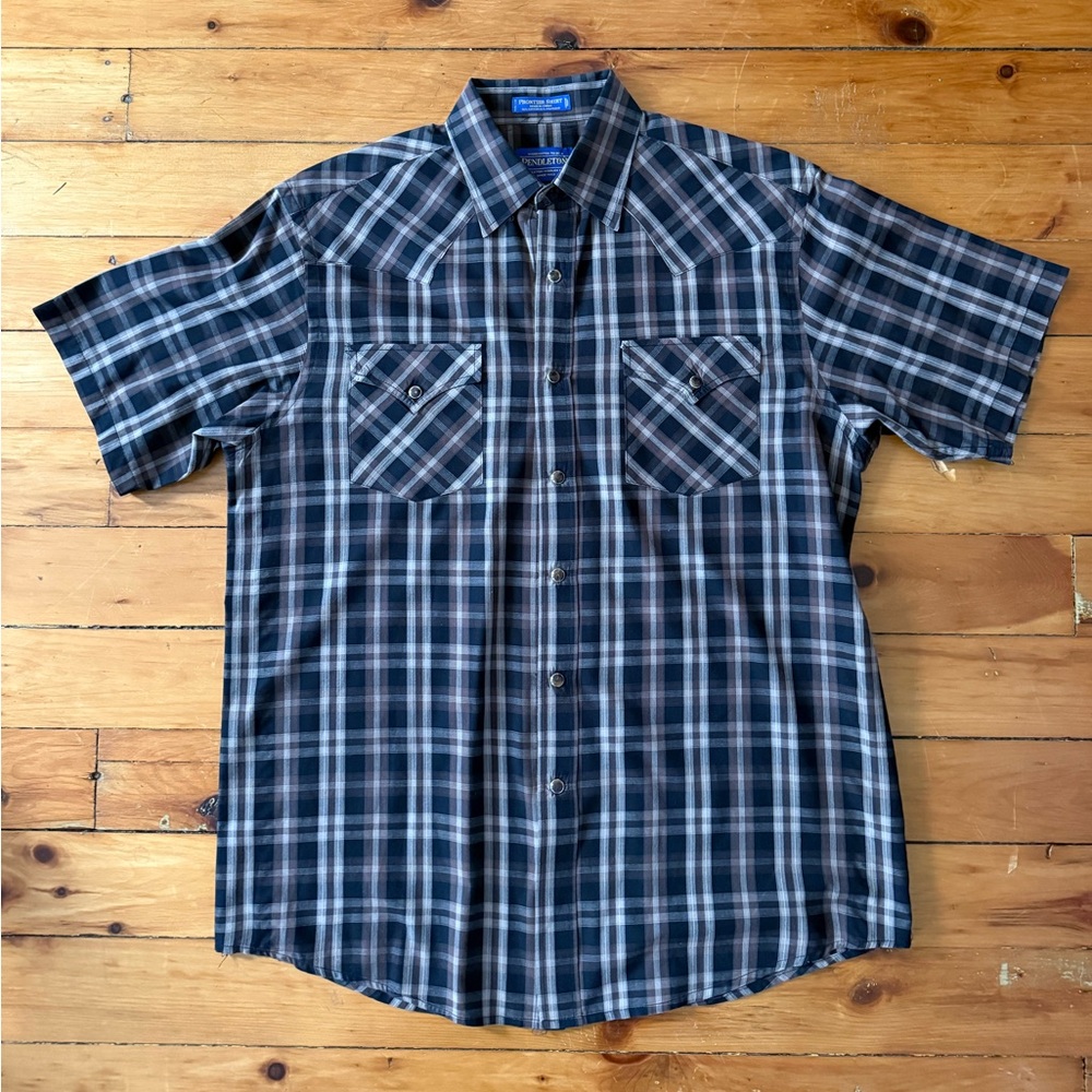 Pendleton Men's Short Sleeve Plaid Frontier Shirt Size Medium Pearl Snap